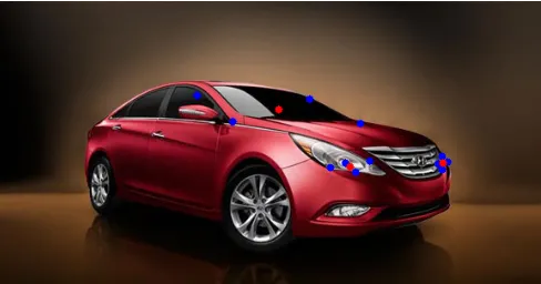 Car image with predicted keypoints overlaid